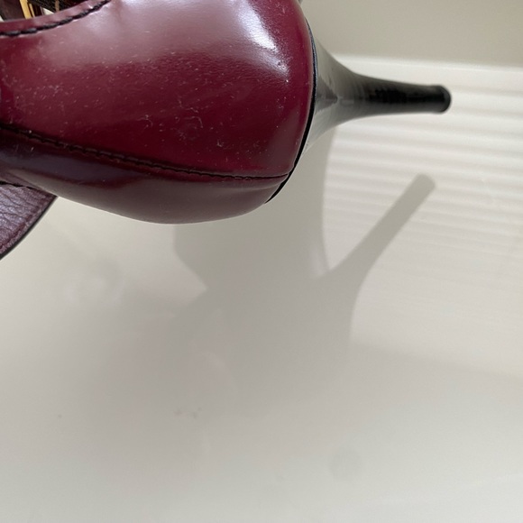 Louis Vuitton Burgundy Ankle Straps  Gold Buckles Heels SZ 6/36 - Picture 12 of 13